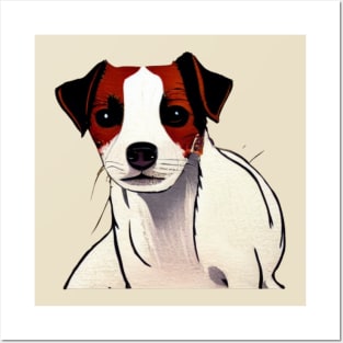 Small and Cute Jack Russell Terrier Puppy Posters and Art